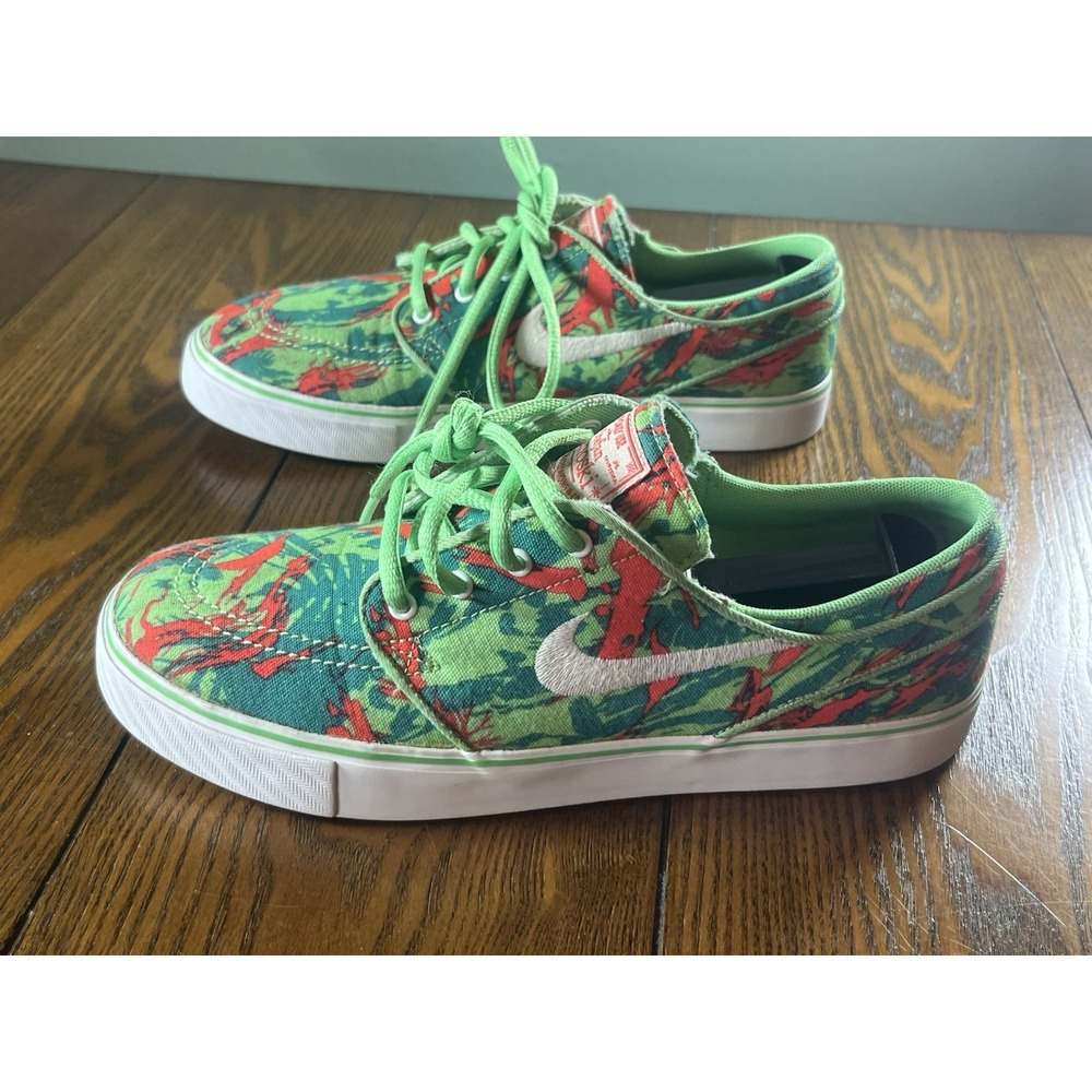 Nike SB Zoom Stefan Janoski Lizard Camo Green Tropical Canvas Shoes Men's 6.5
